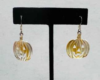Sterling Silver Halloween Pumpkin Earrings