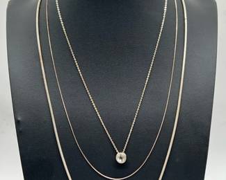 (3) Sterling Silver Necklaces Stamped 925