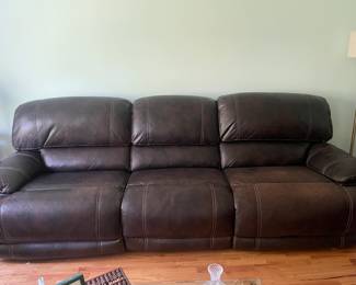 Large leather reclining sofa