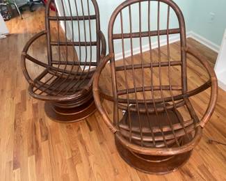 Pair of mid-century bentwood swivel chairs