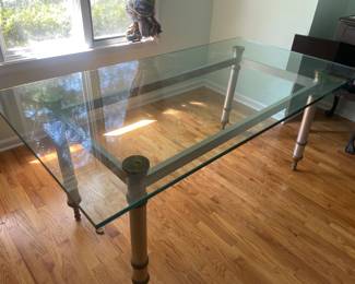 Contemporary glass and middle dining table