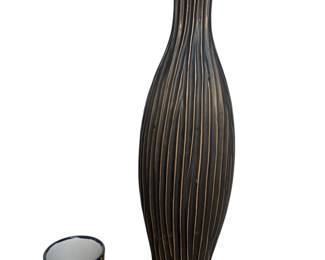MCM black & brown ceramic vase & 
Cup/planter 
