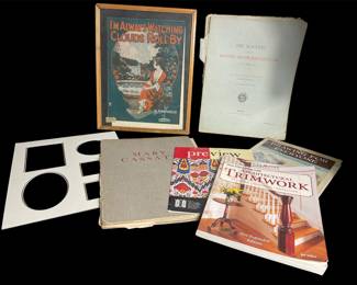 Victorian print, Mary Cassett, architectural & drawing books
