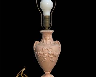 MCM pink urn style ceramic lamp 