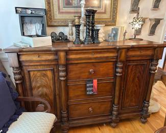 Shermag crotch mahogany server sideboard