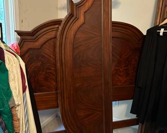 Shermag crotch mahogany king headboard with foot board and rails