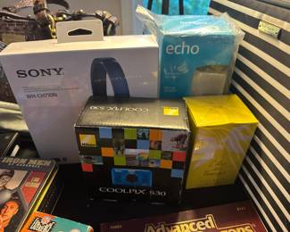 sony headphones, amazon echo, nikon camera
