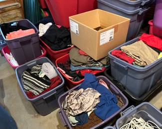 a lot of clothing in bins! we ran out of room!!