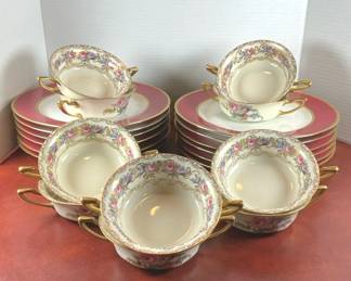 Porcelain Handled Bowls by Rosenthal and Plates by Limoges