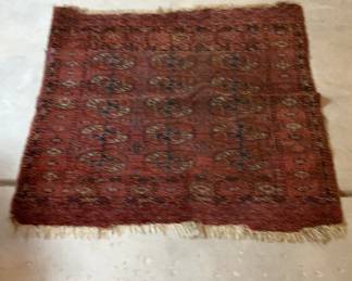 Handwoven Wool Tekke Turkoman Burgundy Rug