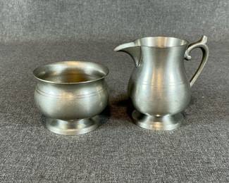 Pewter Sugar Bowl and Creamer by Woodbury Pewters