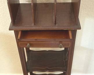 Antique Entry Stand with Mail Slots in Dark Wood