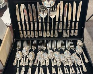 Silver Plated Flatware Set and Case