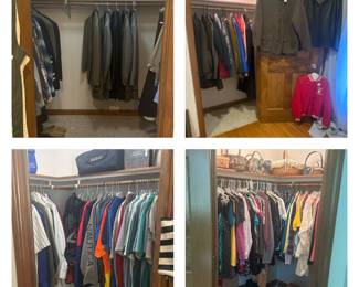 Men’s Clothing; Baseball Hats; Ladies Clothes and Shoes; Baskets