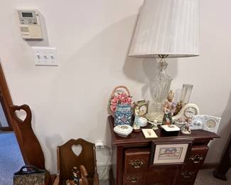 Nightstand; Table Lamp; Child’s Rocking Chair; Wooden Step Stool