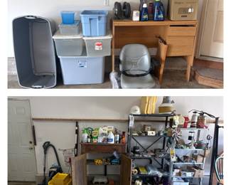 Totes; Seat for Toro Mower; Animal Trap; Spot Cleaner; Cleaners; Mop Bucket; Cleaners; Garage Items; Metal Shelving Units