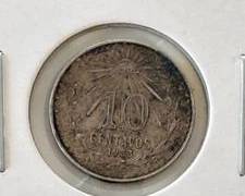 1933 Mexico 10 Centavos Silver Coin Extra Fine Condition