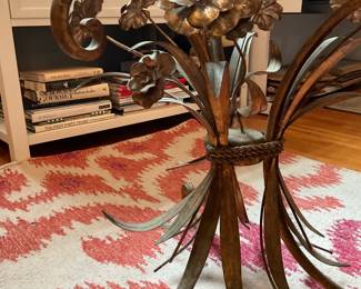 Vintage gilded flower cocktail table Height: 20β Diameter: 24β $120 + tax