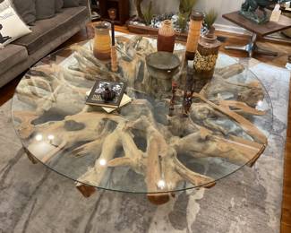 Large unique driftwood coffee table Height: 12β Diameter: 79β $3600 + tax