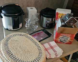 Rice Cooker, Wicker Place Mats, Candlesticks