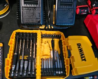 DeWalt 18V Batteries and Charger, Drill Bit set