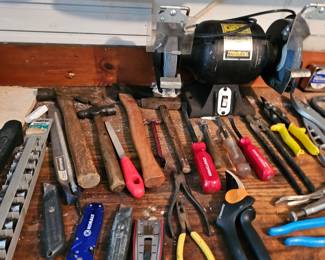 Hand Tools, Hammers, Pliers, Tin Snips, Grinder