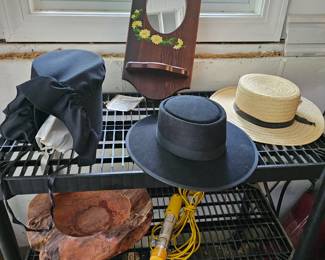 Amish Style Hats, Wood Carved Bowl