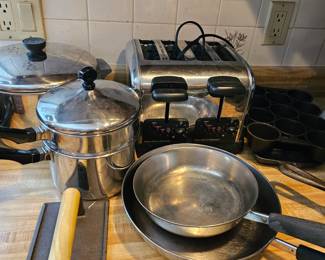 Bacon Press, Frying Pans, Pots with Lids, 4-slice pop up toaster