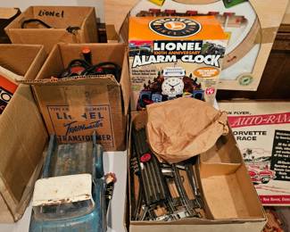 Lionel Alarm Clock, Lionel Train Tracks, Lionel Transformer, Metal Pickup truck toy