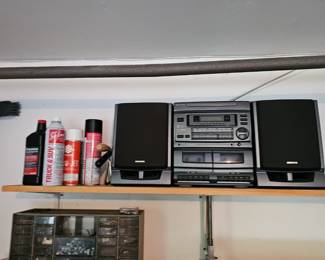 Portable stereo, Parts drawers, nuts, bolts