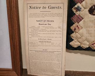 Notice to Guests, Tariff of Prices, Board per Day