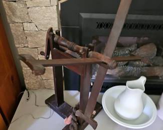 Wooden Yarn winder, Pitcher and Bowl Set