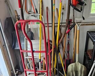 Garden Tools, Hand Truck/Dolly, Shovel, Hedge Trimmer, Rakes, Bow Saw