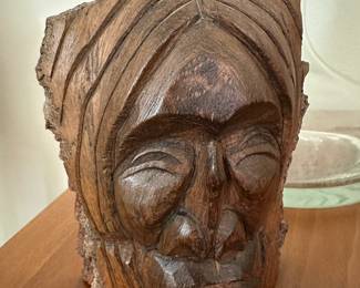 Larry Joseph Squamish Carved Wood Face Sculpture