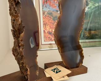Natural Polished Agate Bookends 