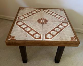 Mid Century Tile Top Accent Table