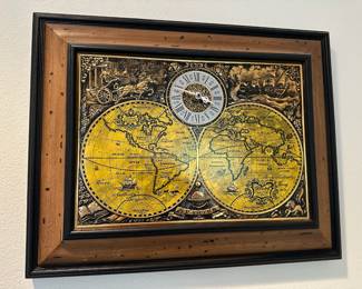 Spartus Metal Old World Map Wall Clock