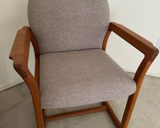 Teak Conference Arm Chair with Grey Upholstery