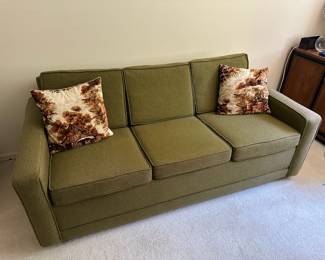 Mid Century Moss Green Pull Out Sofa