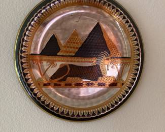  Egyptian Brass,Copper & Black Metal Decorative Plate 