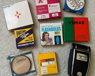 Assortment of Lens Filters, Agfalux AGFA Camera Werk Flash