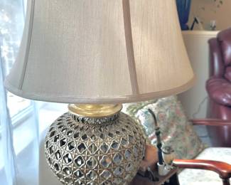 Pair of Pierced Gold Resin Ginger Jar Table Lamps