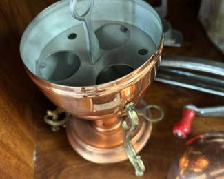 Metalutil Portugal Copper and Brass Egg Warmer with Chicken Motif