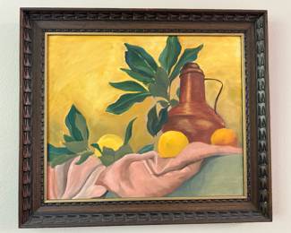 Framed Kitchen Scene Still Life Acrylic Painting