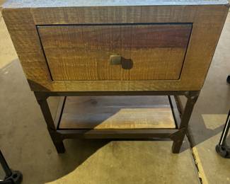 Industrial style end table with drawer