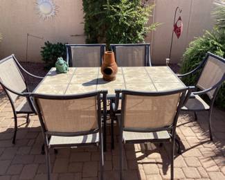 Patio table with six chairs