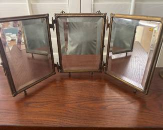 Antique dresser top bifold mirror