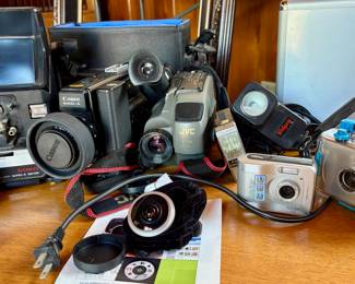 video cameras, cameras, vintage slide and film projectors