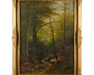 Lot 293: 1883 August Flinker Forest Landscape with Stream