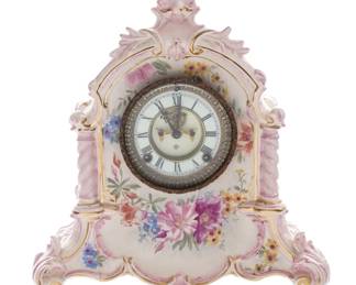 Lot 373: Royal Bonn Ansonia Porcelain Mantel Clock